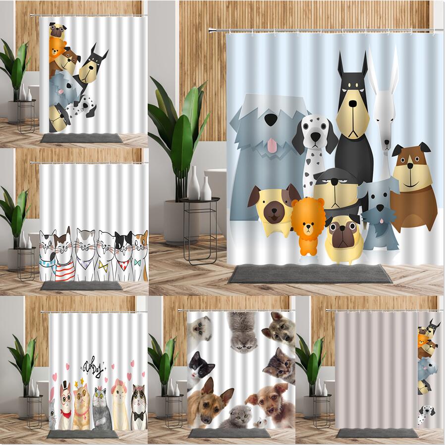 3D Printing On Fabric - Cartoon Cute Animal Shower Curtain Cat