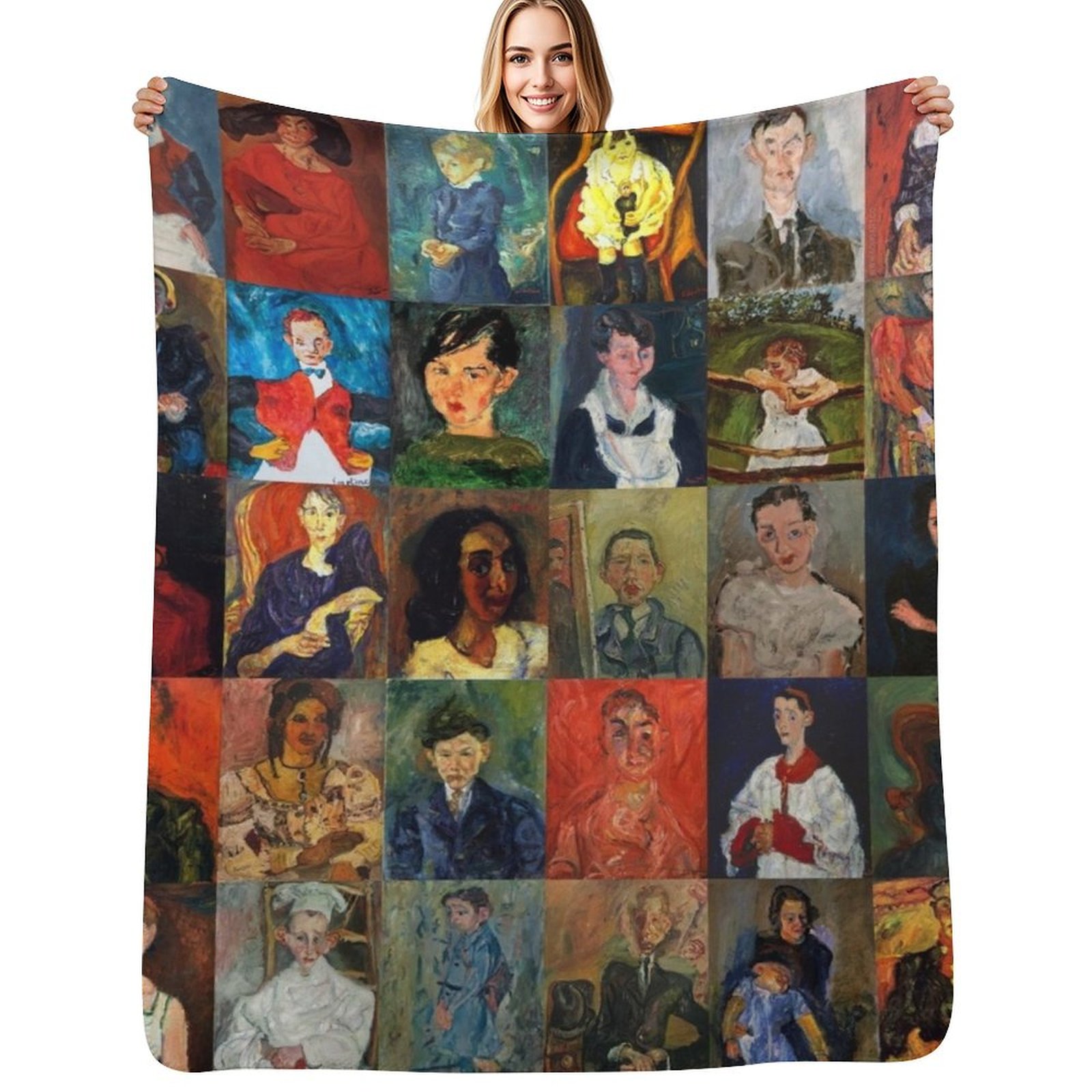 3D Printing On Fabric - Chaim Soutine Faces Throw Blanket Elegant