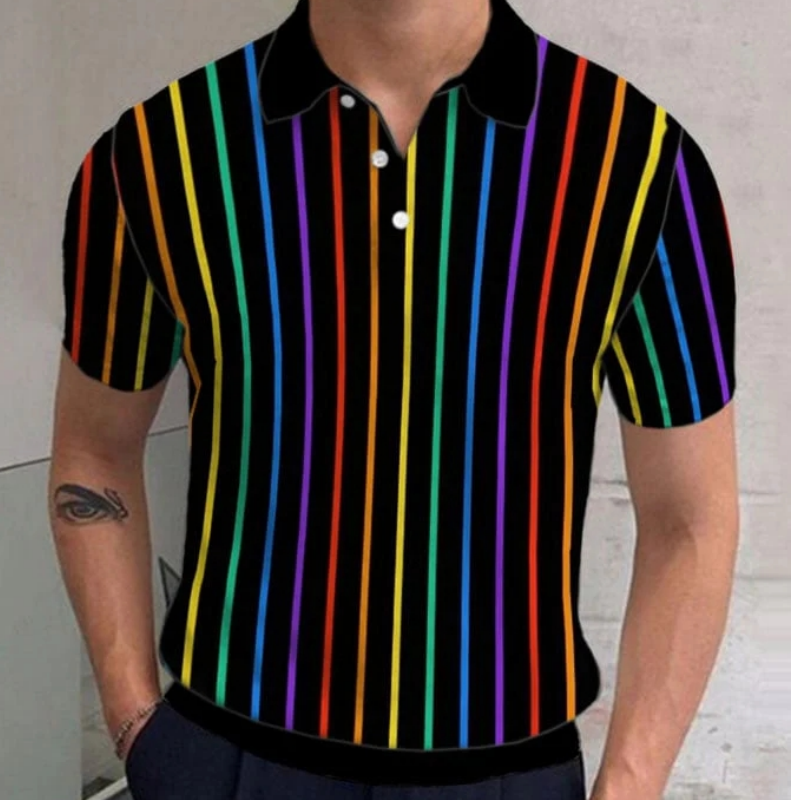 Men's Polo Shirt Gradient rain - 3D Printing On Fabric 리뷰 및 가격