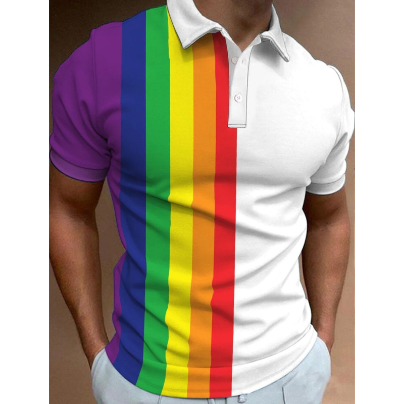 Men's Polo Shirt Gradient rain - 3D Printing On Fabric 리뷰 및 가격