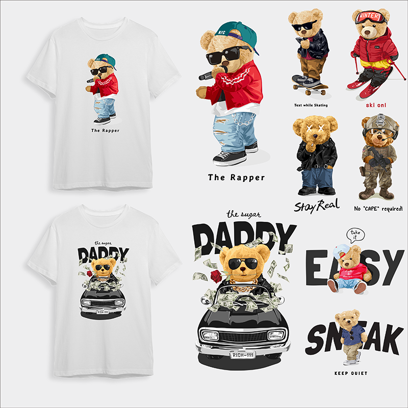 Cartoon Bear Trend Iron Sticke - 3D Printing On Fabric 리뷰 및 가격